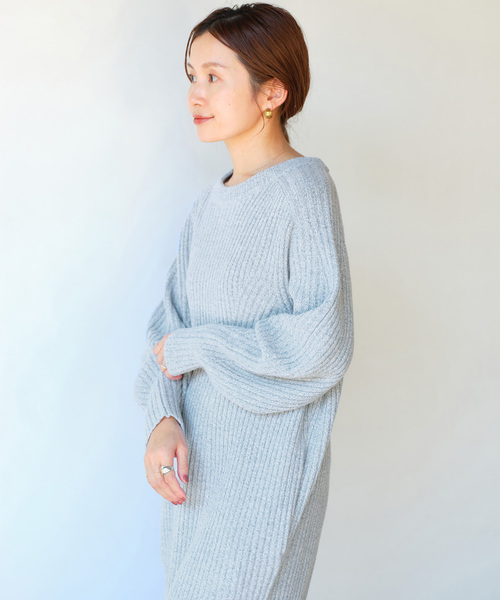 IENA（イエナ）の「変形リブニットワンピース（ワンピース・レディース・ネイビー/アイボリー/サックスブルー・FREE）」の9枚目の写真