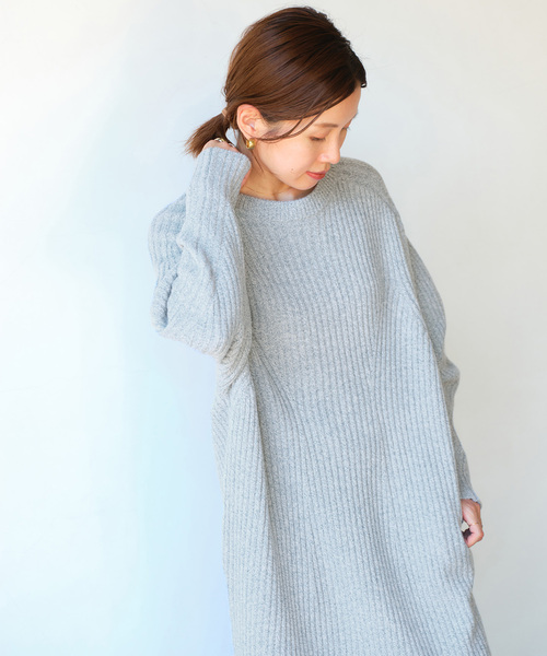 IENA（イエナ）の「変形リブニットワンピース（ワンピース・レディース・ネイビー/アイボリー/サックスブルー・FREE）」の10枚目の写真