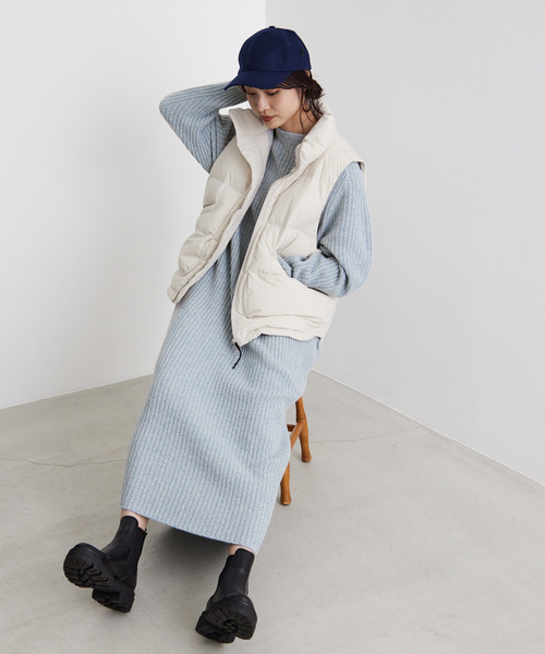 IENA（イエナ）の「変形リブニットワンピース（ワンピース・レディース・ネイビー/アイボリー/サックスブルー・FREE）」の14枚目の写真