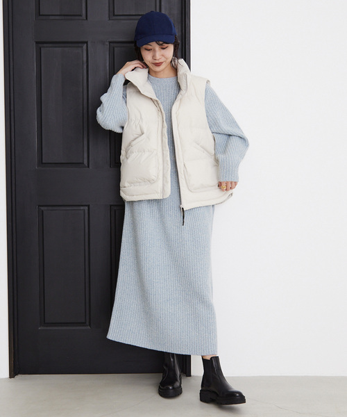 IENA（イエナ）の「変形リブニットワンピース（ワンピース・レディース・ネイビー/アイボリー/サックスブルー・FREE）」の15枚目の写真