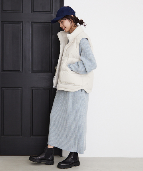 IENA（イエナ）の「変形リブニットワンピース（ワンピース・レディース・ネイビー/アイボリー/サックスブルー・FREE）」の16枚目の写真