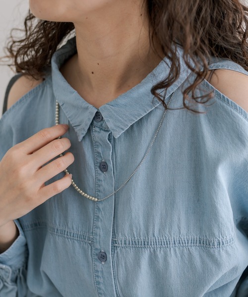 mystic（ミスティック）の「Lara パールスイングネックレス（ネックレス・レディース・シルバー/ゴールド・ONE SIZE）」の4枚目の写真