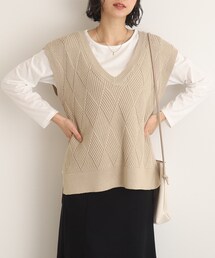 SHOO・LA・RUE | 【2点セット】ダイヤ柄ニットベスト＋ロンTセット(その他トップス)