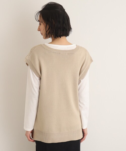 SHOO・LA・RUE（シューラルー）の「◆【2点セット】ダイヤ柄ニットベスト＋ロンTセット（その他トップス・レディース・ブラック/ライトブルー/ベージュ・02/03）」の6枚目の写真