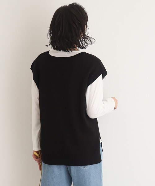 SHOO・LA・RUE（シューラルー）の「◆【2点セット】ダイヤ柄ニットベスト＋ロンTセット（その他トップス・レディース・ブラック/ライトブルー/ベージュ・02/03）」の14枚目の写真