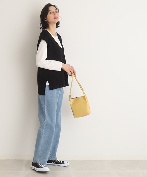 SHOO・LA・RUE（シューラルー）の「◆【2点セット】ダイヤ柄ニットベスト＋ロンTセット（その他トップス・レディース・ブラック/ライトブルー/ベージュ・02/03）」の16枚目の写真