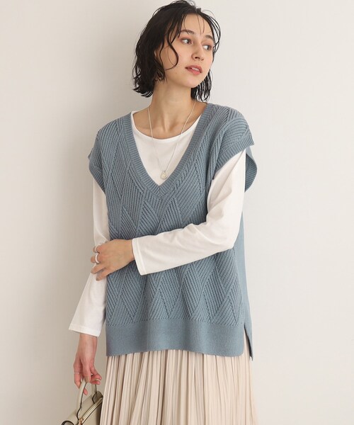 SHOO・LA・RUE（シューラルー）の「◆【2点セット】ダイヤ柄ニットベスト＋ロンTセット（その他トップス・レディース・ブラック/ライトブルー/ベージュ・02/03）」の19枚目の写真