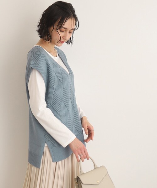 SHOO・LA・RUE（シューラルー）の「◆【2点セット】ダイヤ柄ニットベスト＋ロンTセット（その他トップス・レディース・ブラック/ライトブルー/ベージュ・02/03）」の20枚目の写真