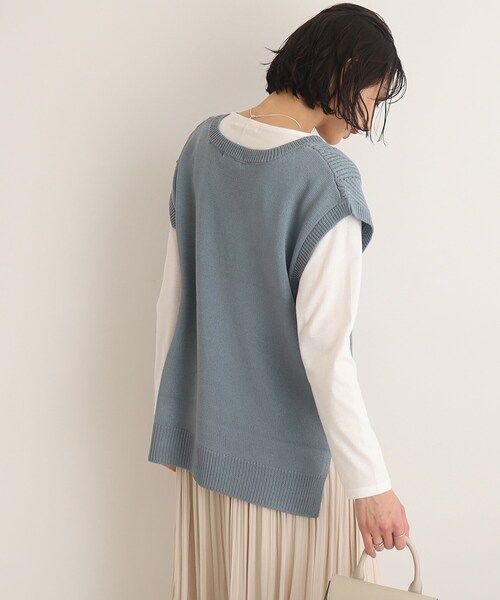 SHOO・LA・RUE（シューラルー）の「◆【2点セット】ダイヤ柄ニットベスト＋ロンTセット（その他トップス・レディース・ブラック/ライトブルー/ベージュ・02/03）」の21枚目の写真