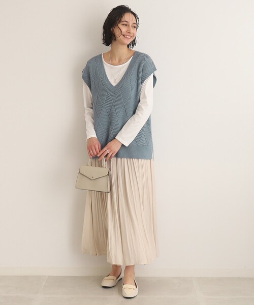 SHOO・LA・RUE（シューラルー）の「◆【2点セット】ダイヤ柄ニットベスト＋ロンTセット（その他トップス・レディース・ブラック/ライトブルー/ベージュ・02/03）」の22枚目の写真