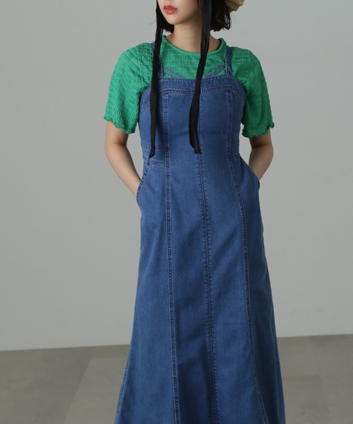 FREE'S MART（フリーズマート）の「【Sシリーズ対応】◆マーメイドデニムキャミワンピース（ワンピース・レディース・ネイビー/ライトインディゴブルー/ブラック・X-SMALL/SMALL/MEDIUM）」の3枚目の写真