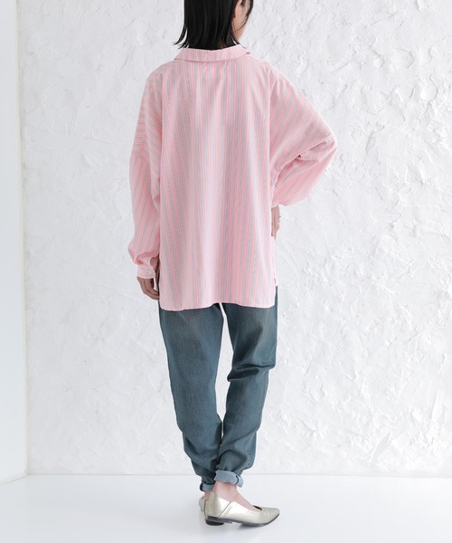 osharewalker（オシャレウォーカー）の「【廃盤】『3色ストライプ柄シャツ』（シャツ/ブラウス・レディース・ライトブルー/ピンク/グレー・FREE）」の11枚目の写真