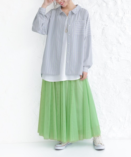 osharewalker（オシャレウォーカー）の「【廃盤】『3色ストライプ柄シャツ』（シャツ/ブラウス・レディース・ライトブルー/ピンク/グレー・FREE）」の15枚目の写真