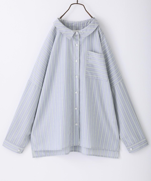 osharewalker（オシャレウォーカー）の「【廃盤】『3色ストライプ柄シャツ』（シャツ/ブラウス・レディース・ライトブルー/ピンク/グレー・FREE）」の13枚目の写真