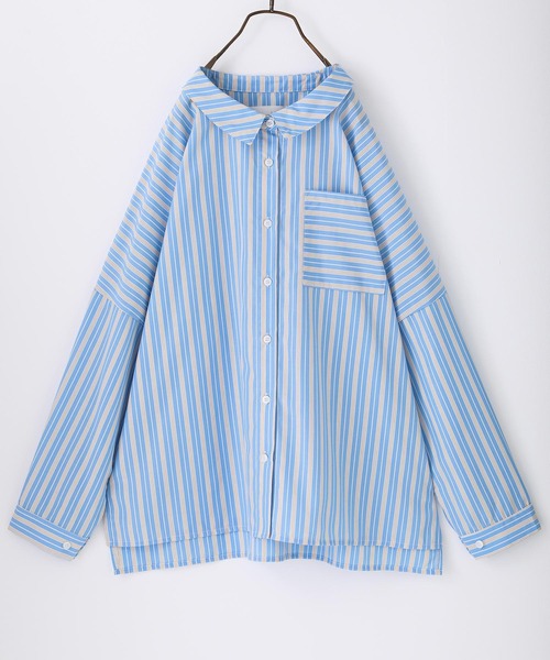 osharewalker（オシャレウォーカー）の「【廃盤】『3色ストライプ柄シャツ』（シャツ/ブラウス・レディース・ライトブルー/ピンク/グレー・FREE）」の9枚目の写真