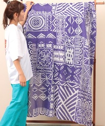 Amina（アミナ）の「Amina ループ付きタパ柄マルチカバー シングル 225×150cm（寝具・レディース）」