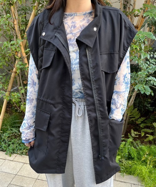 nemne store（ネンネストア）の「【低身長用サイズあり】ハイネックミリタリーベスト（ベスト・レディース・カーキ/ブラック/アイボリー・MEDIUM/SMALL）」の6枚目の写真