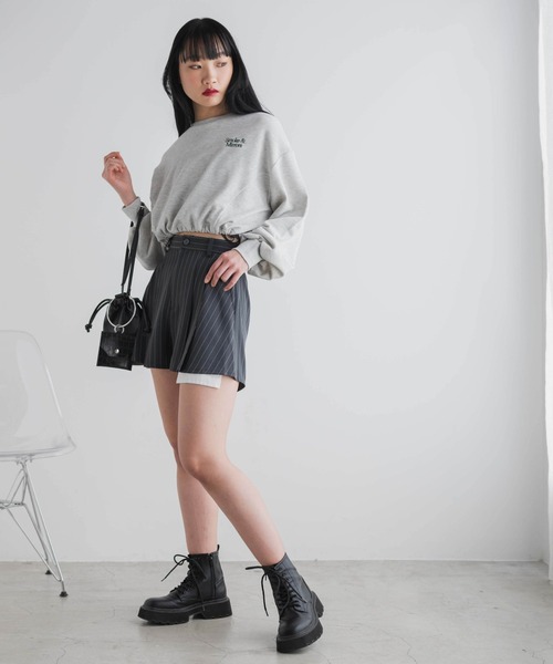 WEGO（ウィゴー）の「WEGO/【セットアップ対応】ピンストライプアウトポケットキュロット（スラックス・レディース・ネイビー/ダークグレー・FREE）」の5枚目の写真