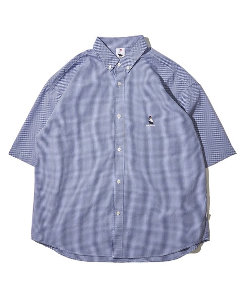 ADPOSION（アドポーション）の「【Red Cap Girl】ワンポイント刺繍 ビッグシルエット 半袖 ボタンダウンシャツ（シャツ/ブラウス・メンズ・ブラック/その他/ホワイト/ネイビー系1/ネイビー/ブルー系1/サックスブルー・LARGE/MEDIUM）」の15枚目の写真