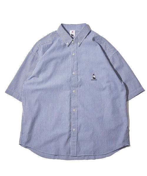 ADPOSION（アドポーション）の「【Red Cap Girl】ワンポイント刺繍 ビッグシルエット 半袖 ボタンダウンシャツ（シャツ/ブラウス・メンズ・ブラック/その他/ホワイト/ネイビー系1/ネイビー/ブルー系1/サックスブルー・LARGE/MEDIUM）」の13枚目の写真