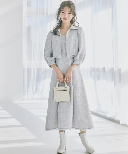 WILLSELECTION（ウィルセレクション）の「ツィードジャケットワンピースセット（セットアップ・レディース・サックスブルー/ミント/ライトベージュ・MEDIUM）」の3枚目の写真