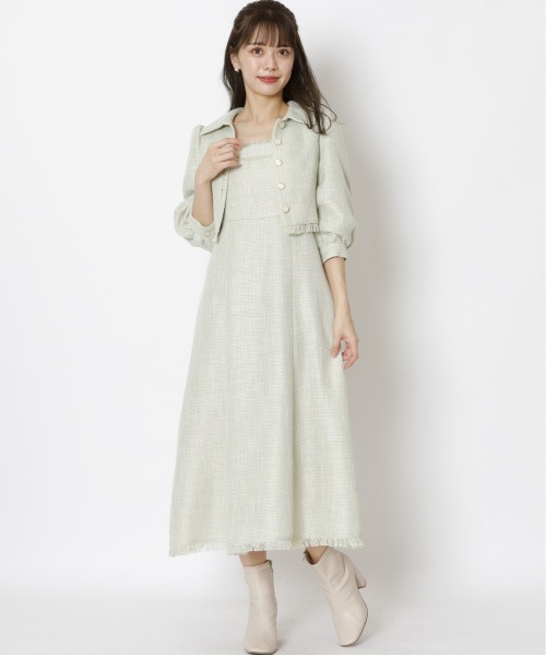 WILLSELECTION（ウィルセレクション）の「ツィードジャケットワンピースセット（セットアップ・レディース・サックスブルー/ミント/ライトベージュ・MEDIUM）」の2枚目の写真