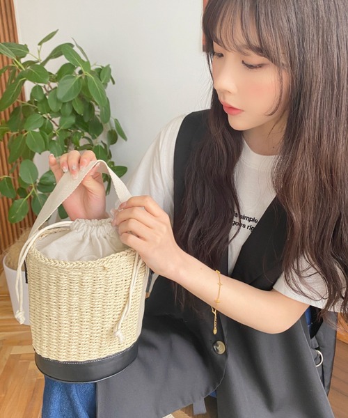 moment+(モーメントプラス)の「2WAYバスケットかごバッグ(かごバッグ・レディース・ブラウン/キャメル/ブラック・FREE)」の7枚目の写真