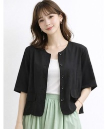 LAUTRE COTE（ロウトレコウト）の「ノーカラーハーフスリーブジャケット（ノーカラージャケット）」