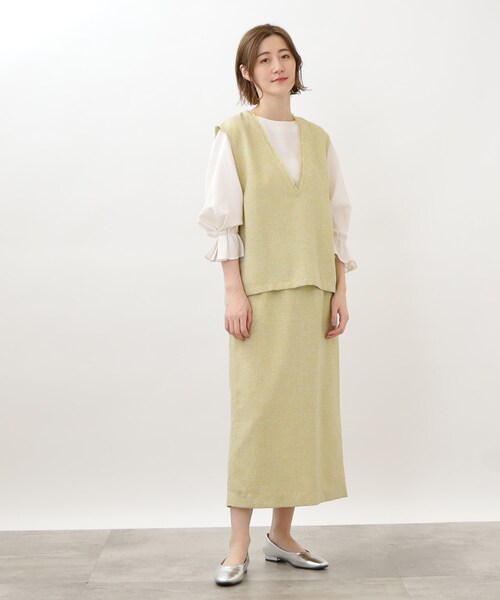 grove（グローブ）の「◆レトロなサマーツィードセットアップ（セットアップ・レディース・アイボリー系3/ダークグリーン系3/ライトイエロー系4・02/03/01/05/04）」の3枚目の写真