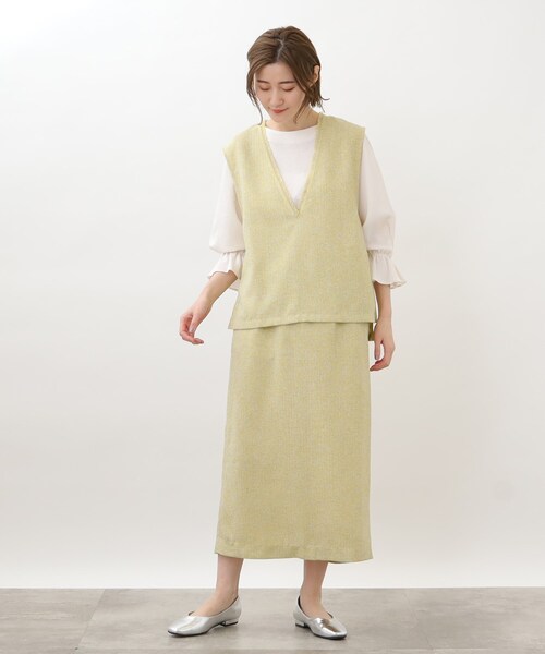 grove（グローブ）の「◆レトロなサマーツィードセットアップ（セットアップ・レディース・アイボリー系3/ダークグリーン系3/ライトイエロー系4・02/03/01/05/04）」の16枚目の写真