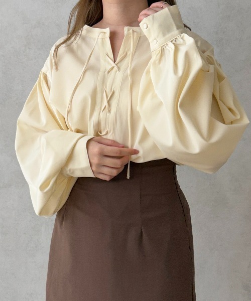 apres jour clair(アプレジュールクレア)の「【apres jour clair】フロントレースアップチュニック【ZOZOTOWN限定アイテム】(シャツ/ブラウス・レディース・ベージュ/アイボリー・X-LARGE/フリー)」の16枚目の写真