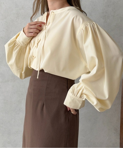 apres jour clair(アプレジュールクレア)の「【apres jour clair】フロントレースアップチュニック【ZOZOTOWN限定アイテム】(シャツ/ブラウス・レディース・ベージュ/アイボリー・X-LARGE/フリー)」の9枚目の写真