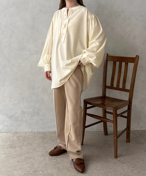 apres jour clair(アプレジュールクレア)の「【apres jour clair】フロントレースアップチュニック【ZOZOTOWN限定アイテム】(シャツ/ブラウス・レディース・ベージュ/アイボリー・X-LARGE/フリー)」の7枚目の写真