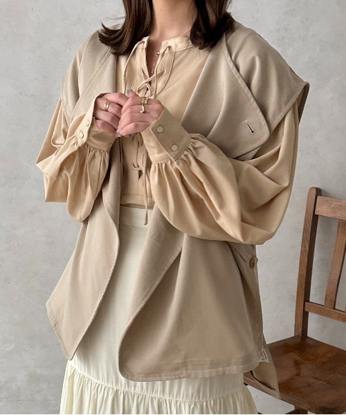apres jour clair(アプレジュールクレア)の「【apres jour clair】フロントレースアップチュニック【ZOZOTOWN限定アイテム】(シャツ/ブラウス・レディース・ベージュ/アイボリー・X-LARGE/フリー)」の11枚目の写真