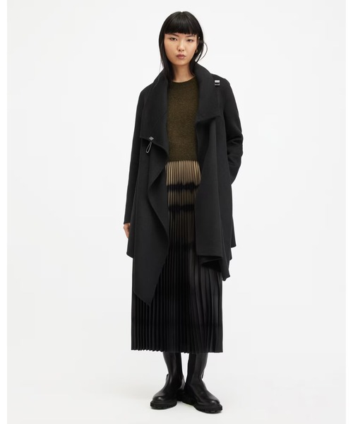 ALLSAINTS（オールセインツ）の「MONUMENT EVE WOOL BLEND COAT | MONUMENT EVE ウール ブレンド コート（その他アウター・レディース・ブラック・10/6/4/8）」の4枚目の写真