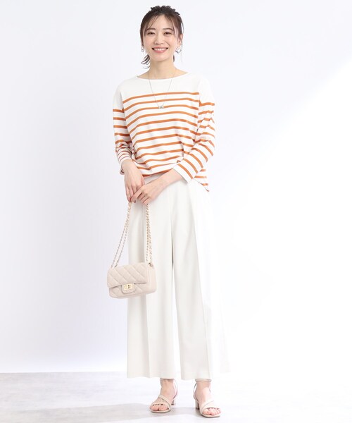 【接触冷感・UVカット】タフタコンビボーダーカットソー 接触冷感・UVカット】タフタコンビボーダーカットソー