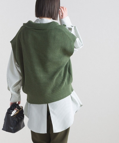 terrace(テラス)の「ジップフライオフタートルニットベストトップ(ベスト・レディース・カーキオリーブ/ピンク/グレイッシュベージュ/ブラック・MEDIUM)」の13枚目の写真