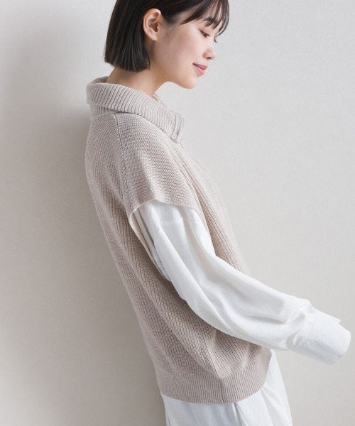 terrace(テラス)の「ジップフライオフタートルニットベストトップ(ベスト・レディース・カーキオリーブ/ピンク/グレイッシュベージュ/ブラック・MEDIUM)」の9枚目の写真