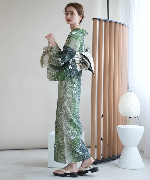 有松絞り浴衣(トンボ) utatane（ウタタネ）の「有松絞り浴衣3点セット モダングリーン