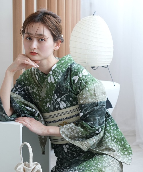 utatane（ウタタネ）の「有松絞り浴衣3点セット モダングリーン