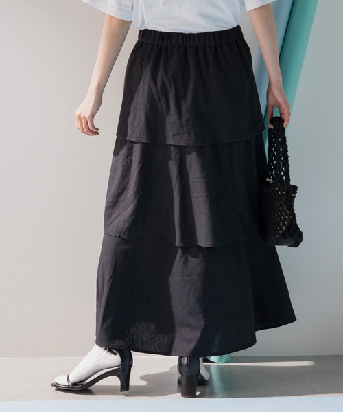 CIAOPANIC TYPY（チャオパニックティピー）の「麻レーヨンティアードスカート（スカート・レディース・アイボリー/グレー/オレンジ/ブラック・ONE SIZE）」の20枚目の写真