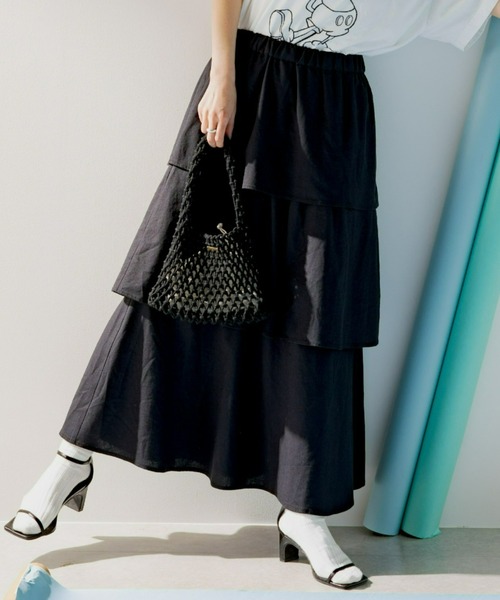 CIAOPANIC TYPY（チャオパニックティピー）の「麻レーヨンティアードスカート（スカート・レディース・アイボリー/グレー/オレンジ/ブラック・ONE SIZE）」の17枚目の写真