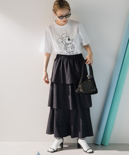 CIAOPANIC TYPY（チャオパニックティピー）の「麻レーヨンティアードスカート（スカート・レディース・アイボリー/グレー/オレンジ/ブラック・ONE SIZE）」の21枚目の写真