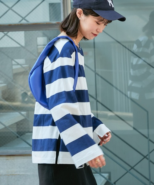 CIAOPANIC TYPY(チャオパニックティピー)の「フェードカラーボーダーBIGTEE(Tシャツ/カットソー・レディース・オフホワイト/サックスブルー/ピンク・ONE SIZE)」の7枚目の写真