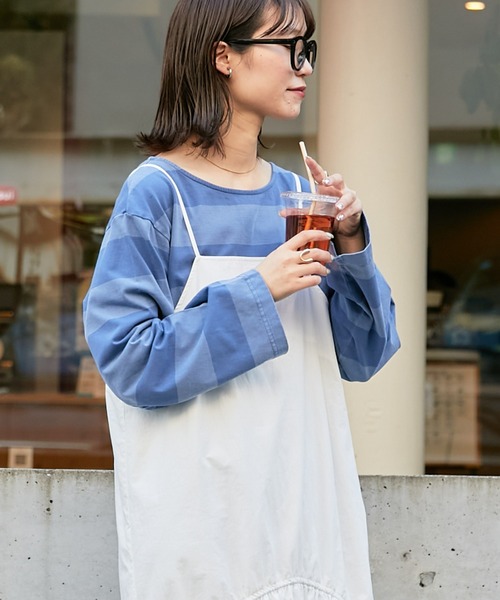 CIAOPANIC TYPY(チャオパニックティピー)の「フェードカラーボーダーBIGTEE(Tシャツ/カットソー・レディース・オフホワイト/サックスブルー/ピンク・ONE SIZE)」の17枚目の写真