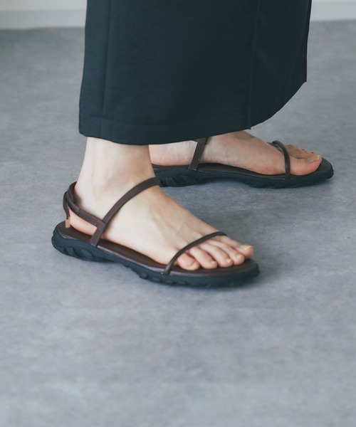 RIVE DROITE(リヴドロワ)の「R.good/ラインストラップスポサン(サンダル・レディース・ブラウン/ブラック・S/M/L)」の4枚目の写真