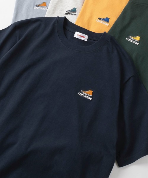 CONVERSE（コンバース）の「【CONVERSE/コンバース】ブランドロゴ＆スニーカー&ALL STARサガラワンポイント刺繍 半袖Tシャツ/ユニセックス（Tシャツ/カットソー・レディース・ブラック系その他/オフホワイト/グリーン/ブラック系その他2/イエロー/ロイヤルブルー/ブラック/ライトホワイト/アッシュグレー/ライトブルー/ダークネイビー/グレー/ヘザーグレー/ライトグレー/ダークブルー/ホワイト/ネイビー/ダークグリーン/サックスブルー/ライトイエロー/ブルー/レッド・XL/M/L）」の17枚目の写真