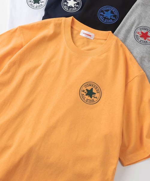 CONVERSE（コンバース）の「【CONVERSE/コンバース】ブランドロゴ＆スニーカー&ALL STARサガラワンポイント刺繍 半袖Tシャツ/ユニセックス（Tシャツ/カットソー・レディース・ブラック系その他/オフホワイト/グリーン/ブラック系その他2/イエロー/ロイヤルブルー/ブラック/ライトホワイト/アッシュグレー/ライトブルー/ダークネイビー/グレー/ヘザーグレー/ライトグレー/ダークブルー/ホワイト/ネイビー/ダークグリーン/サックスブルー/ライトイエロー/ブルー/レッド・XL/M/L）」の21枚目の写真