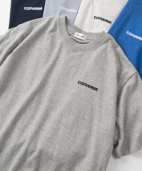 CONVERSE（コンバース）の「【CONVERSE/コンバース】ブランドロゴ＆スニーカー&ALL STARサガラワンポイント刺繍 半袖Tシャツ/ユニセックス（Tシャツ/カットソー・レディース・ブラック系その他/オフホワイト/グリーン/ブラック系その他2/イエロー/ロイヤルブルー/ブラック/ライトホワイト/アッシュグレー/ライトブルー/ダークネイビー/グレー/ヘザーグレー/ライトグレー/ダークブルー/ホワイト/ネイビー/ダークグリーン/サックスブルー/ライトイエロー/ブルー/レッド・XL/M/L）」の9枚目の写真