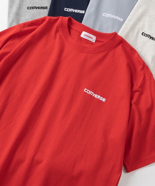 CONVERSE（コンバース）の「【CONVERSE/コンバース】ブランドロゴ＆スニーカー&ALL STARサガラワンポイント刺繍 半袖Tシャツ/ユニセックス（Tシャツ/カットソー・レディース・ブラック系その他/オフホワイト/グリーン/ブラック系その他2/イエロー/ロイヤルブルー/ブラック/ライトホワイト/アッシュグレー/ライトブルー/ダークネイビー/グレー/ヘザーグレー/ライトグレー/ダークブルー/ホワイト/ネイビー/ダークグリーン/サックスブルー/ライトイエロー/ブルー/レッド・XL/M/L）」の22枚目の写真
